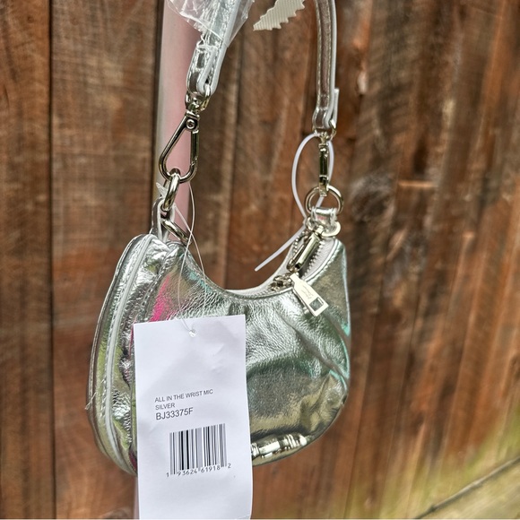 Betsey Johnson Silver Diva Rhinestone Micro Silver Pouch - Picture 15 of 15